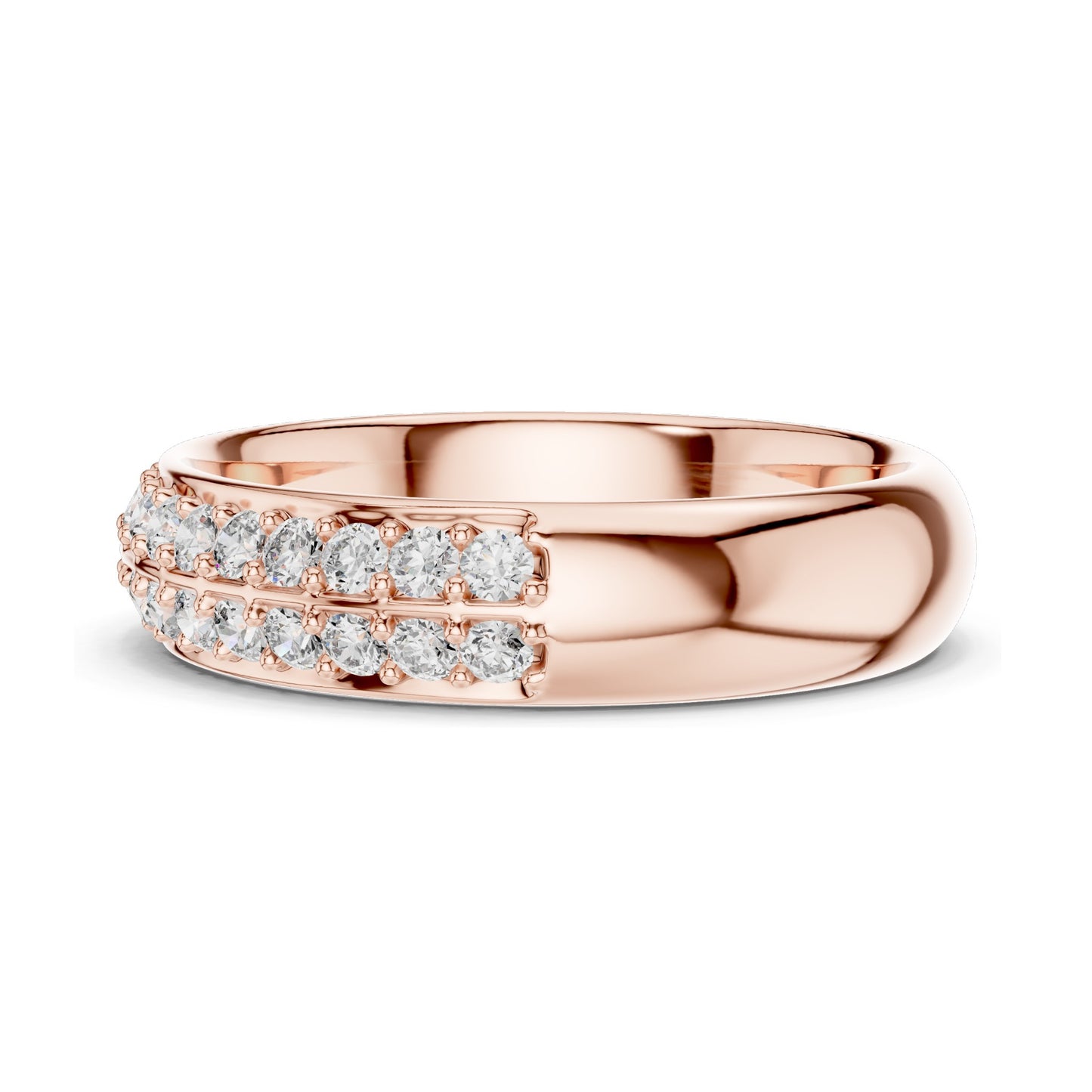0.54 CT Lab Diamond Pave Band Ring for Women | VVS-VS EF Clarity | Round Brilliant Cut | 18KT, 14KT, 10KT Gold & 925 Silver | Rose, Yellow, White Gold & Moissanite Options