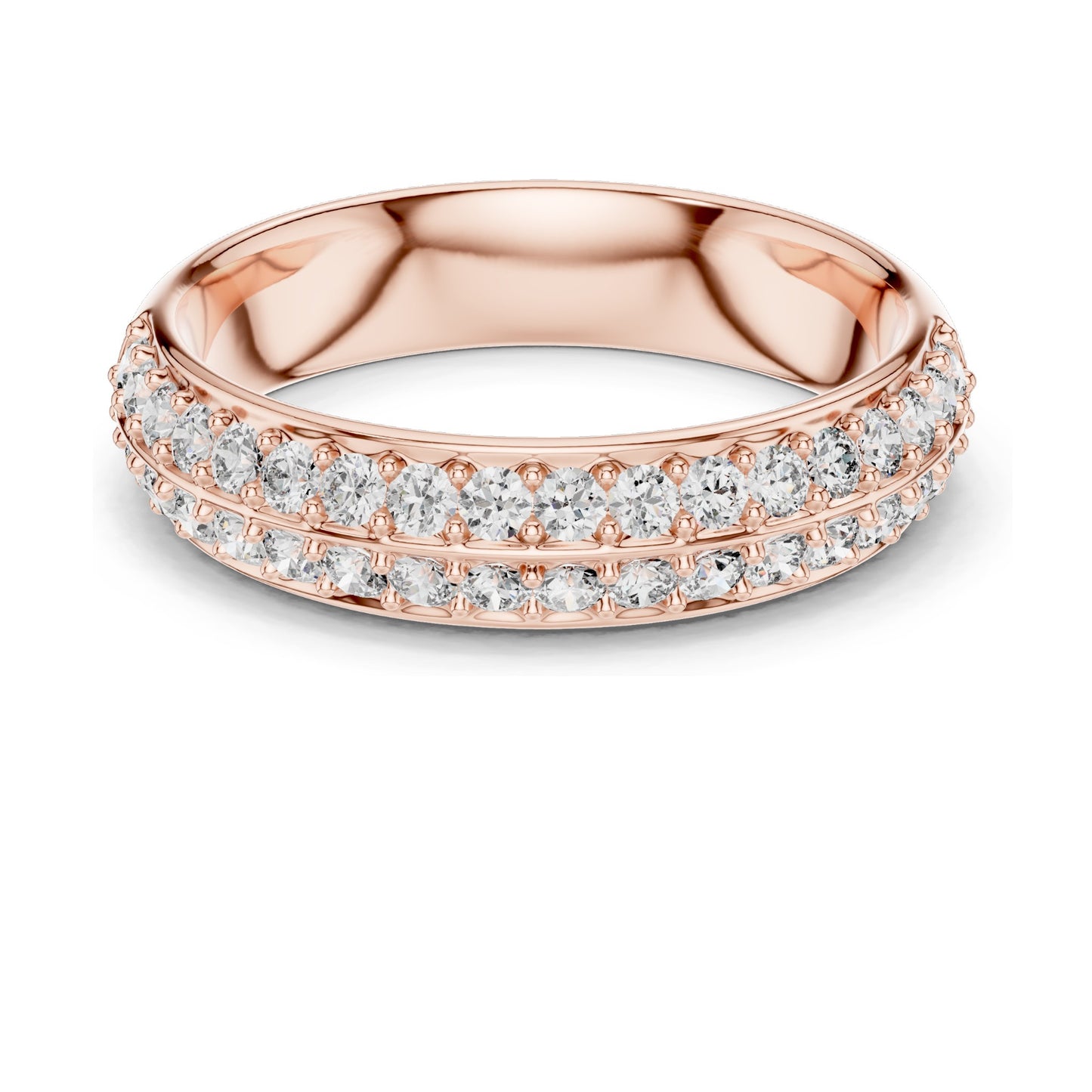 0.54 CT Lab Diamond Pave Band Ring for Women | VVS-VS EF Clarity | Round Brilliant Cut | 18KT, 14KT, 10KT Gold & 925 Silver | Rose, Yellow, White Gold & Moissanite Options