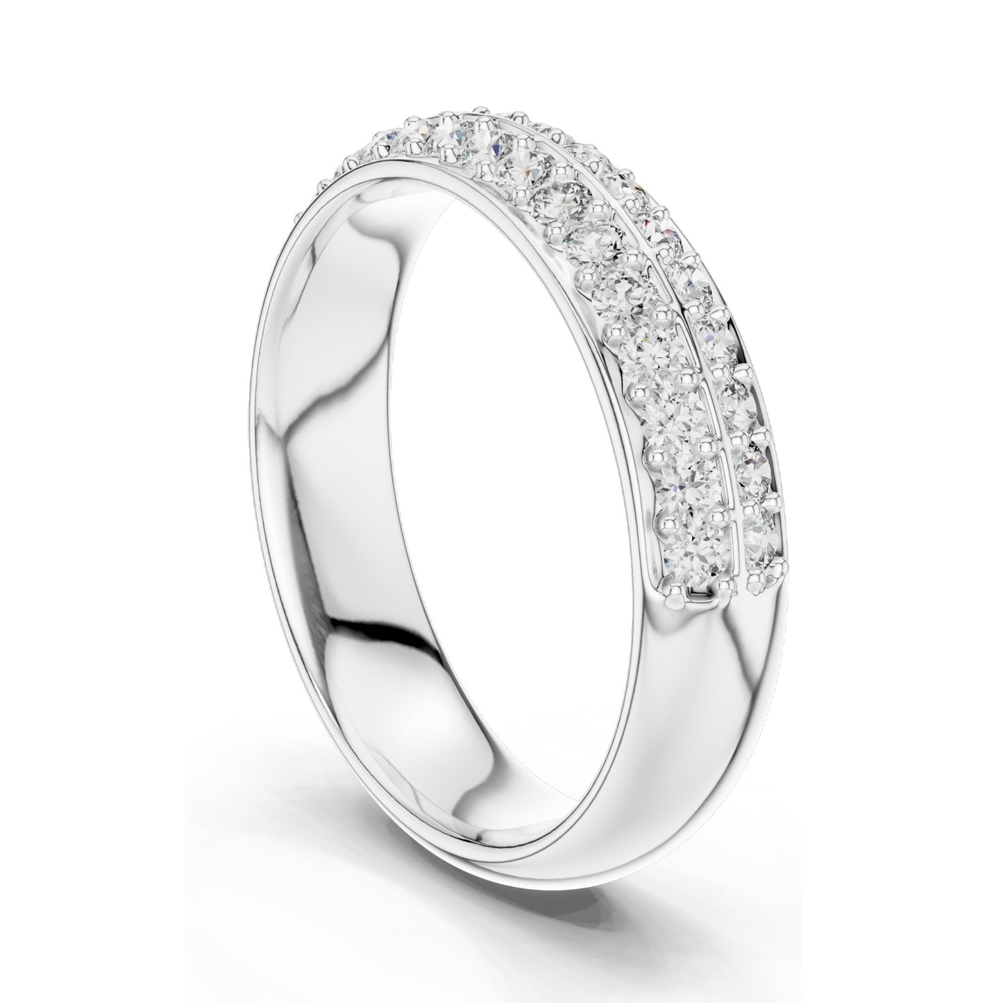 0.54 CT Lab Diamond Pave Band Ring for Women | VVS-VS EF Clarity | Round Brilliant Cut | 18KT, 14KT, 10KT Gold & 925 Silver | Rose, Yellow, White Gold & Moissanite Options