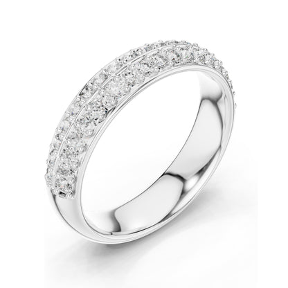 0.54 CT Lab Diamond Pave Band Ring for Women | VVS-VS EF Clarity | Round Brilliant Cut | 18KT, 14KT, 10KT Gold & 925 Silver | Rose, Yellow, White Gold & Moissanite Options