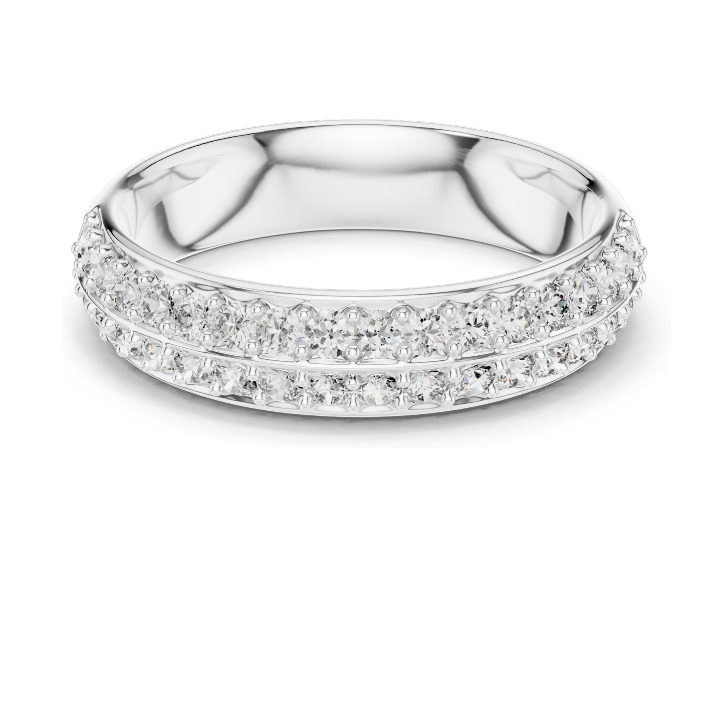 0.54 CT Lab Diamond Pave Band Ring for Women | VVS-VS EF Clarity | Round Brilliant Cut | 18KT, 14KT, 10KT Gold & 925 Silver | Rose, Yellow, White Gold & Moissanite Options
