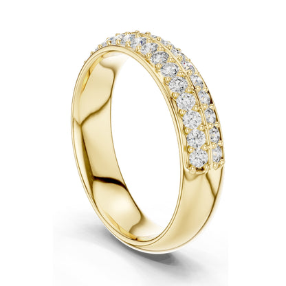 0.54 CT Lab Diamond Pave Band Ring for Women | VVS-VS EF Clarity | Round Brilliant Cut | 18KT, 14KT, 10KT Gold & 925 Silver | Rose, Yellow, White Gold & Moissanite Options