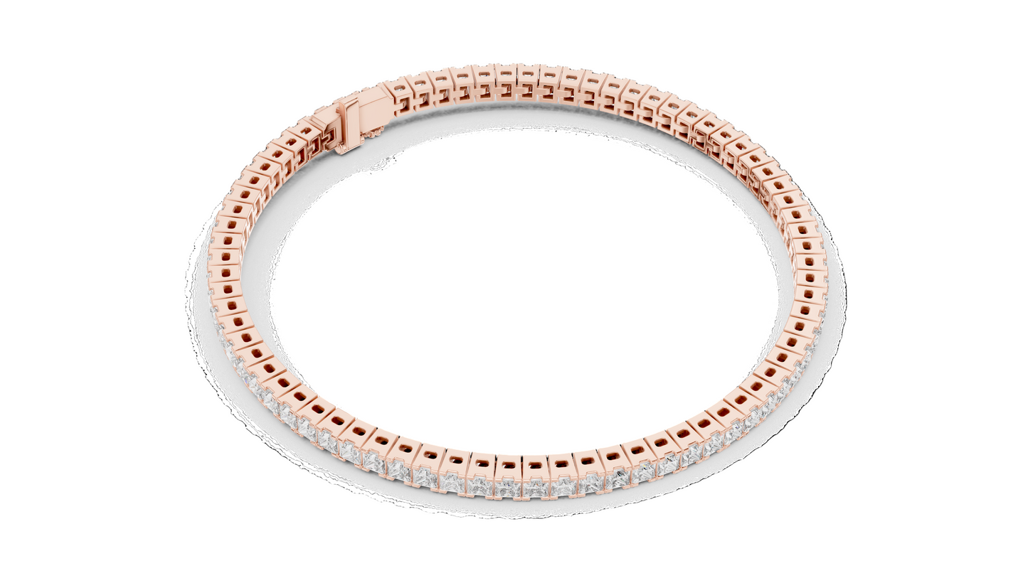 4.56 CT Lab Diamond Tennis Bracelet | Princess Cut & Moissanite | 10KT, 14KT, 18KT Gold & 925 Silver | Rose, Yellow, White Gold Options | Luxury Gift for Her