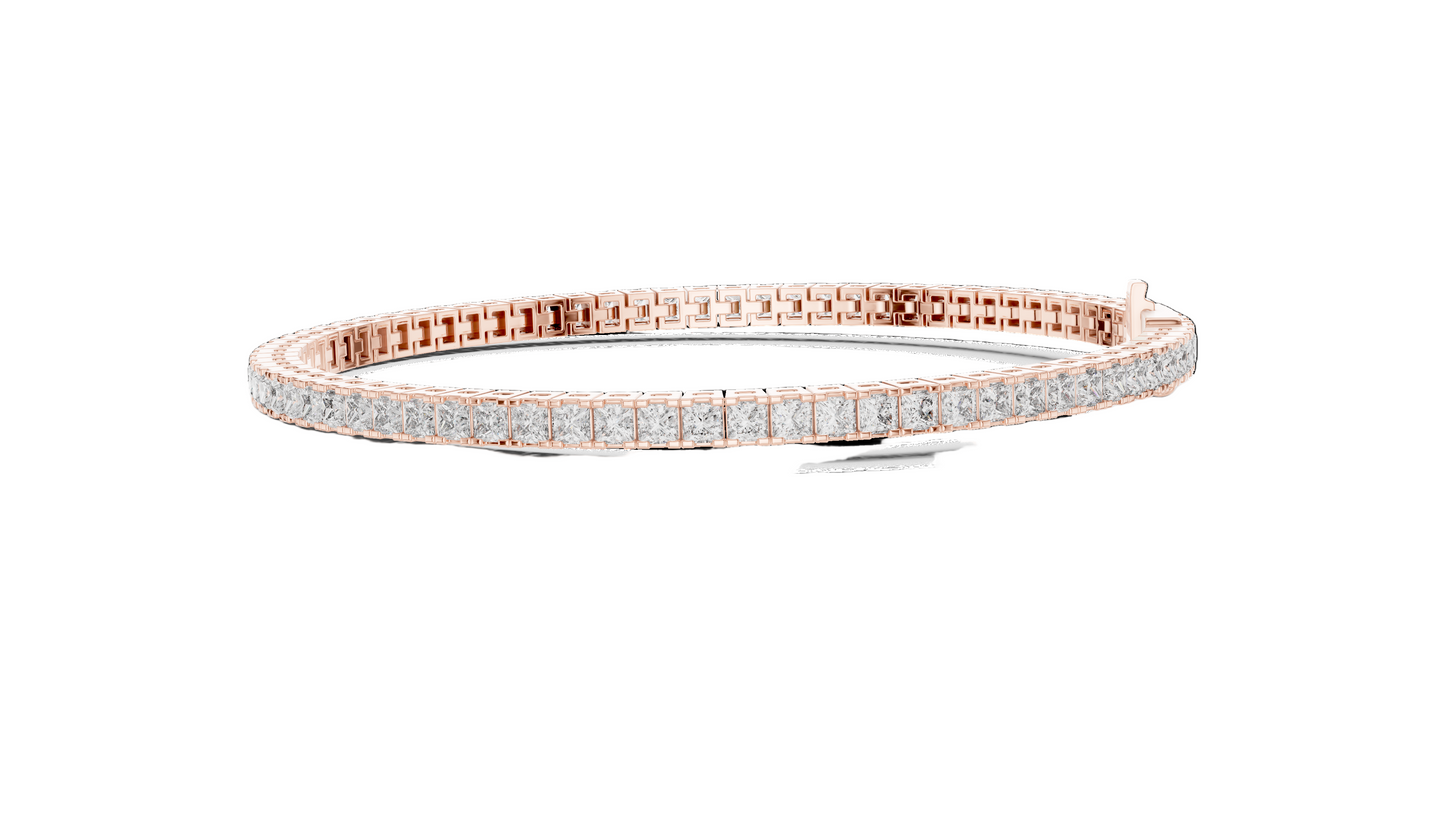 4.56 CT Lab Diamond Tennis Bracelet | Princess Cut & Moissanite | 10KT, 14KT, 18KT Gold & 925 Silver | Rose, Yellow, White Gold Options | Luxury Gift for Her