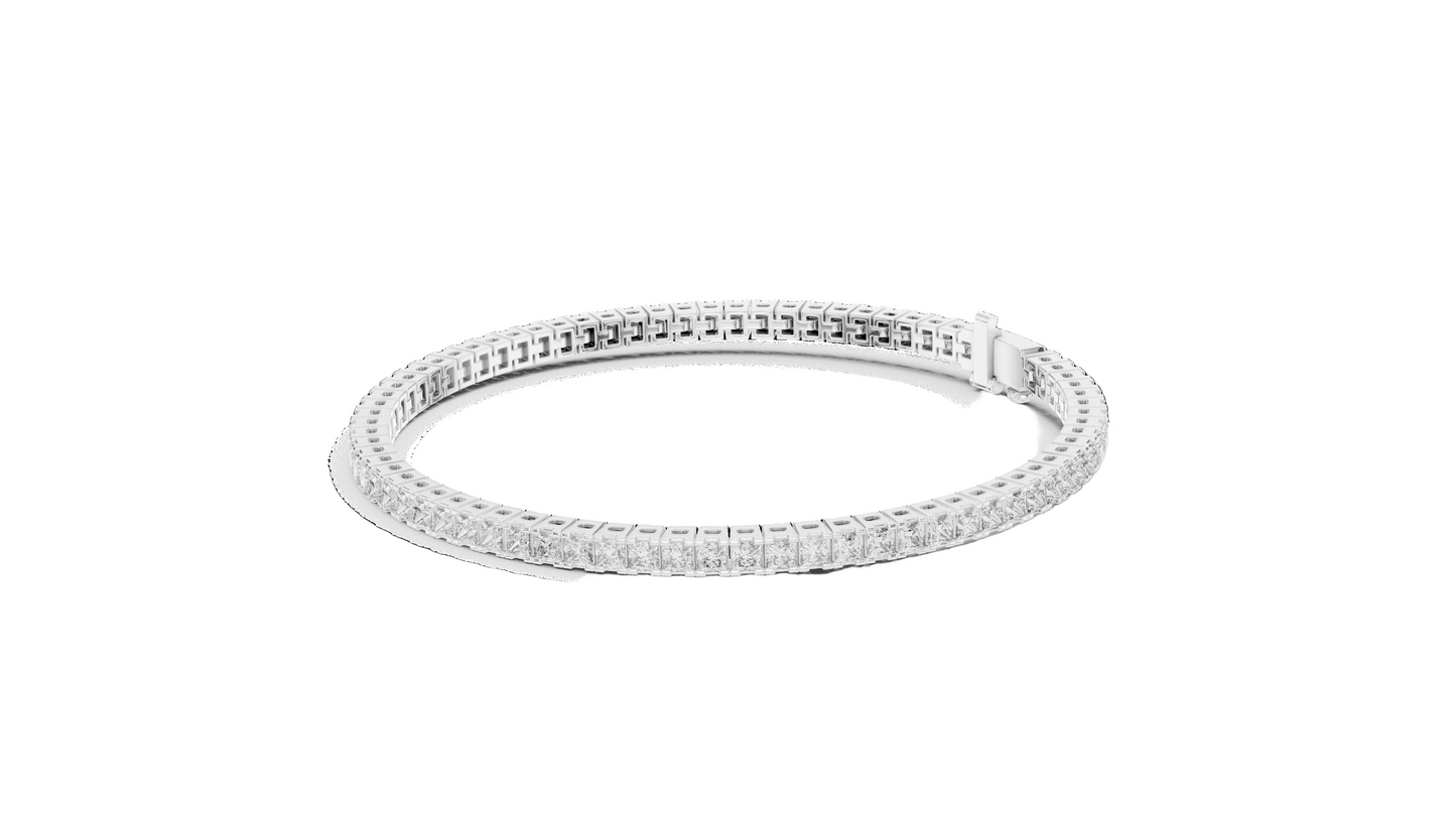 4.56 CT Lab Diamond Tennis Bracelet | Princess Cut & Moissanite | 10KT, 14KT, 18KT Gold & 925 Silver | Rose, Yellow, White Gold Options | Luxury Gift for Her