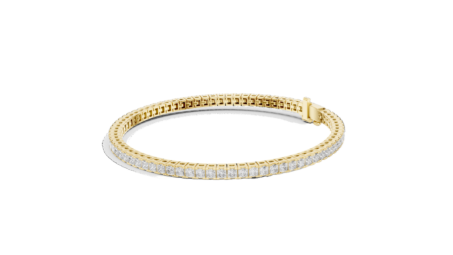 4.56 CT Lab Diamond Tennis Bracelet | Princess Cut & Moissanite | 10KT, 14KT, 18KT Gold & 925 Silver | Rose, Yellow, White Gold Options | Luxury Gift for Her
