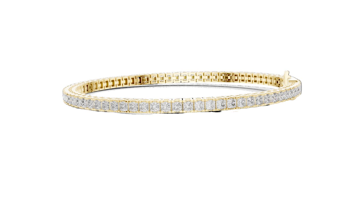 4.56 CT Lab Diamond Tennis Bracelet | Princess Cut & Moissanite | 10KT, 14KT, 18KT Gold & 925 Silver | Rose, Yellow, White Gold Options | Luxury Gift for Her