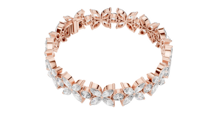 14.05 CT Lab Diamond Flower Bracelet | VVS-VS-EF CVD Diamonds | 18KT, 14KT, 10KT Gold & 925 Silver | Moissanite & Brilliant Marquise Cut | Rose, Yellow, White Gold Options