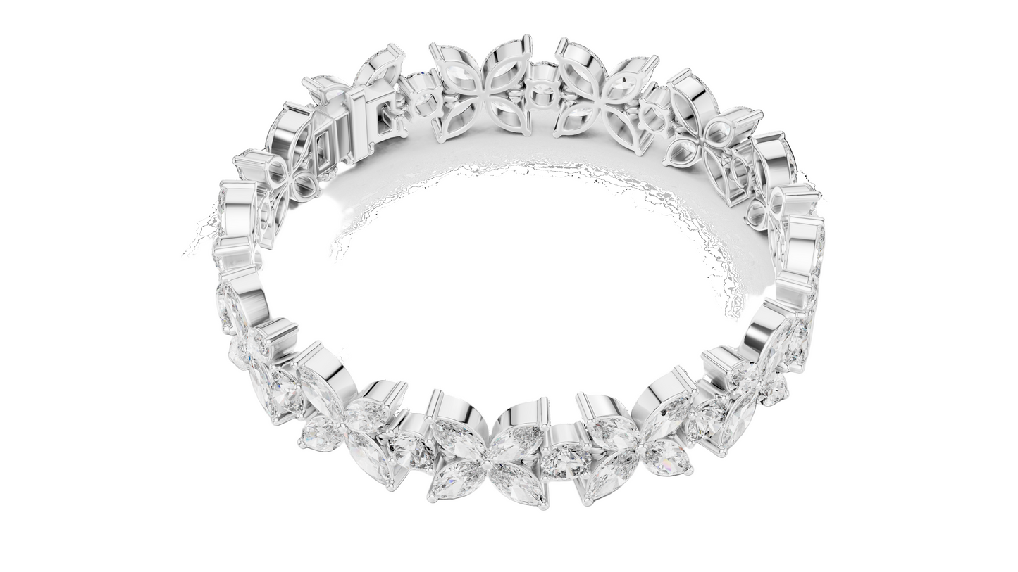 14.05 CT Lab Diamond Flower Bracelet | VVS-VS-EF CVD Diamonds | 18KT, 14KT, 10KT Gold & 925 Silver | Moissanite & Brilliant Marquise Cut | Rose, Yellow, White Gold Options