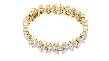 14.05 CT Lab Diamond Flower Bracelet | VVS-VS-EF CVD Diamonds | 18KT, 14KT, 10KT Gold & 925 Silver | Moissanite & Brilliant Marquise Cut | Rose, Yellow, White Gold Options