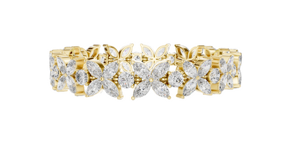 14.05 CT Lab Diamond Flower Bracelet | VVS-VS-EF CVD Diamonds | 18KT, 14KT, 10KT Gold & 925 Silver | Moissanite & Brilliant Marquise Cut | Rose, Yellow, White Gold Options