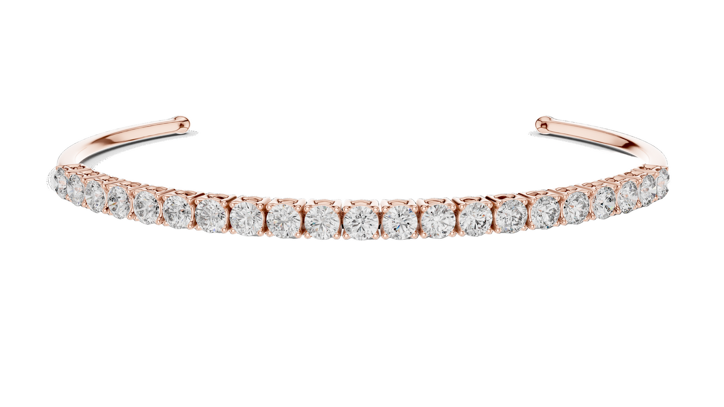 2.31 CT Lab Diamond Tennis Bangle Bracelet | Round Brilliant Cut | 10KT, 14KT, 18KT Gold & 925 Silver | Rose, Yellow, White Gold Options | Luxury Fine Jewelry