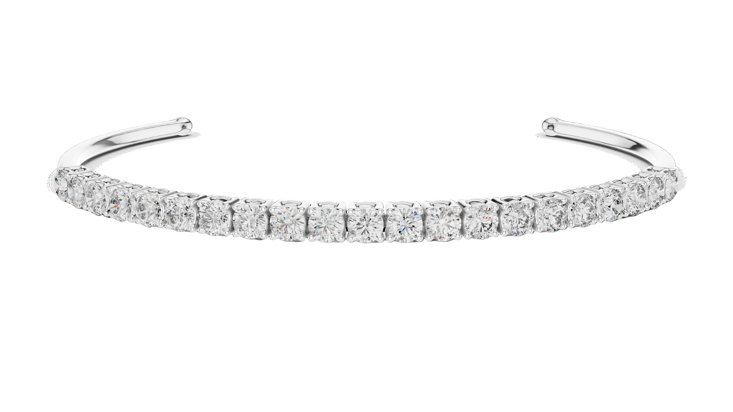 2.31 CT Lab Diamond Tennis Bangle Bracelet | Round Brilliant Cut | 10KT, 14KT, 18KT Gold & 925 Silver | Rose, Yellow, White Gold Options | Luxury Fine Jewelry