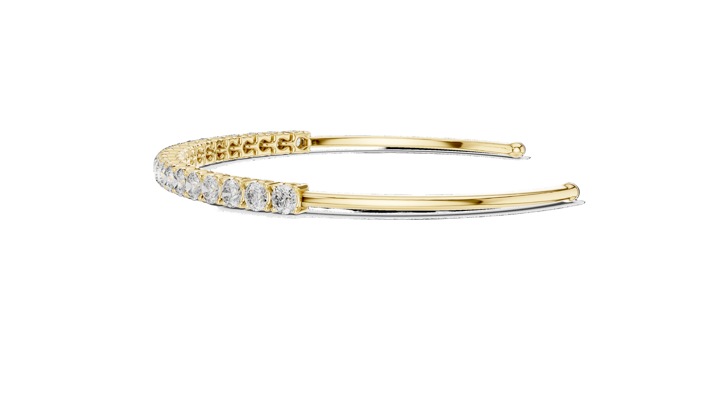 2.31 CT Lab Diamond Tennis Bangle Bracelet | Round Brilliant Cut | 10KT, 14KT, 18KT Gold & 925 Silver | Rose, Yellow, White Gold Options | Luxury Fine Jewelry