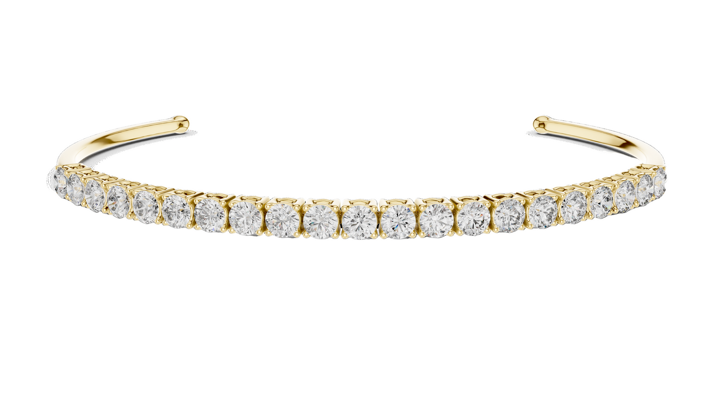2.31 CT Lab Diamond Tennis Bangle Bracelet | Round Brilliant Cut | 10KT, 14KT, 18KT Gold & 925 Silver | Rose, Yellow, White Gold Options | Luxury Fine Jewelry