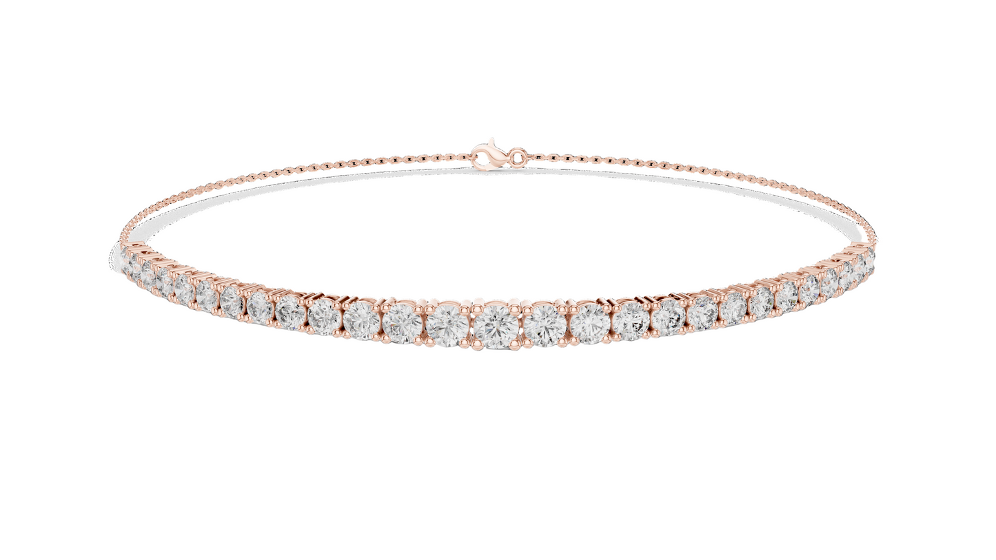 8.06 CT Lab Diamond Tennis Bracelet | Round Brilliant Cut | 10KT, 14KT, 18KT Gold & 925 Silver | Rose, Yellow, White Gold | Luxury Fine Jewelry