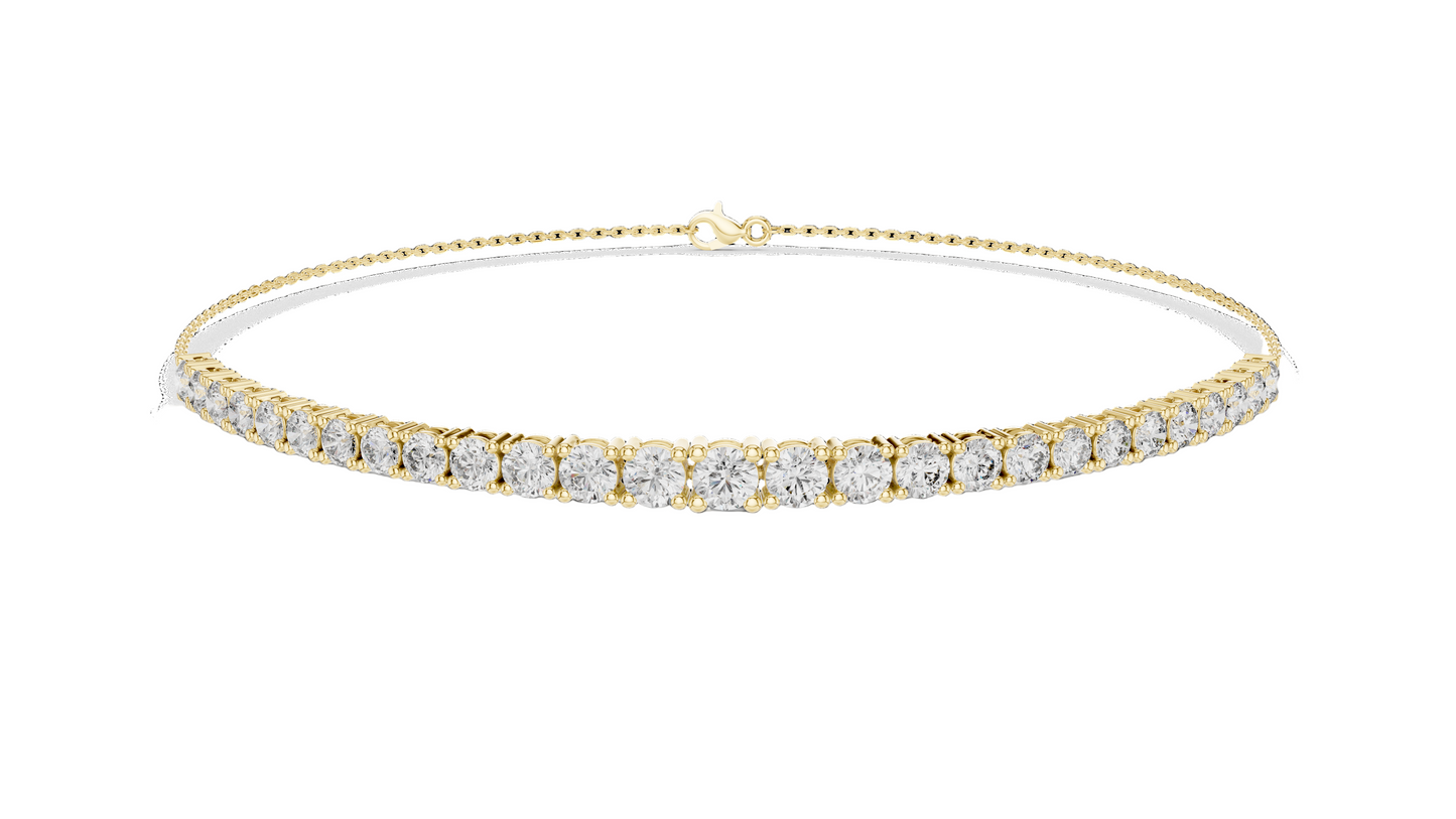 8.06 CT Lab Diamond Tennis Bracelet | Round Brilliant Cut | 10KT, 14KT, 18KT Gold & 925 Silver | Rose, Yellow, White Gold | Luxury Fine Jewelry