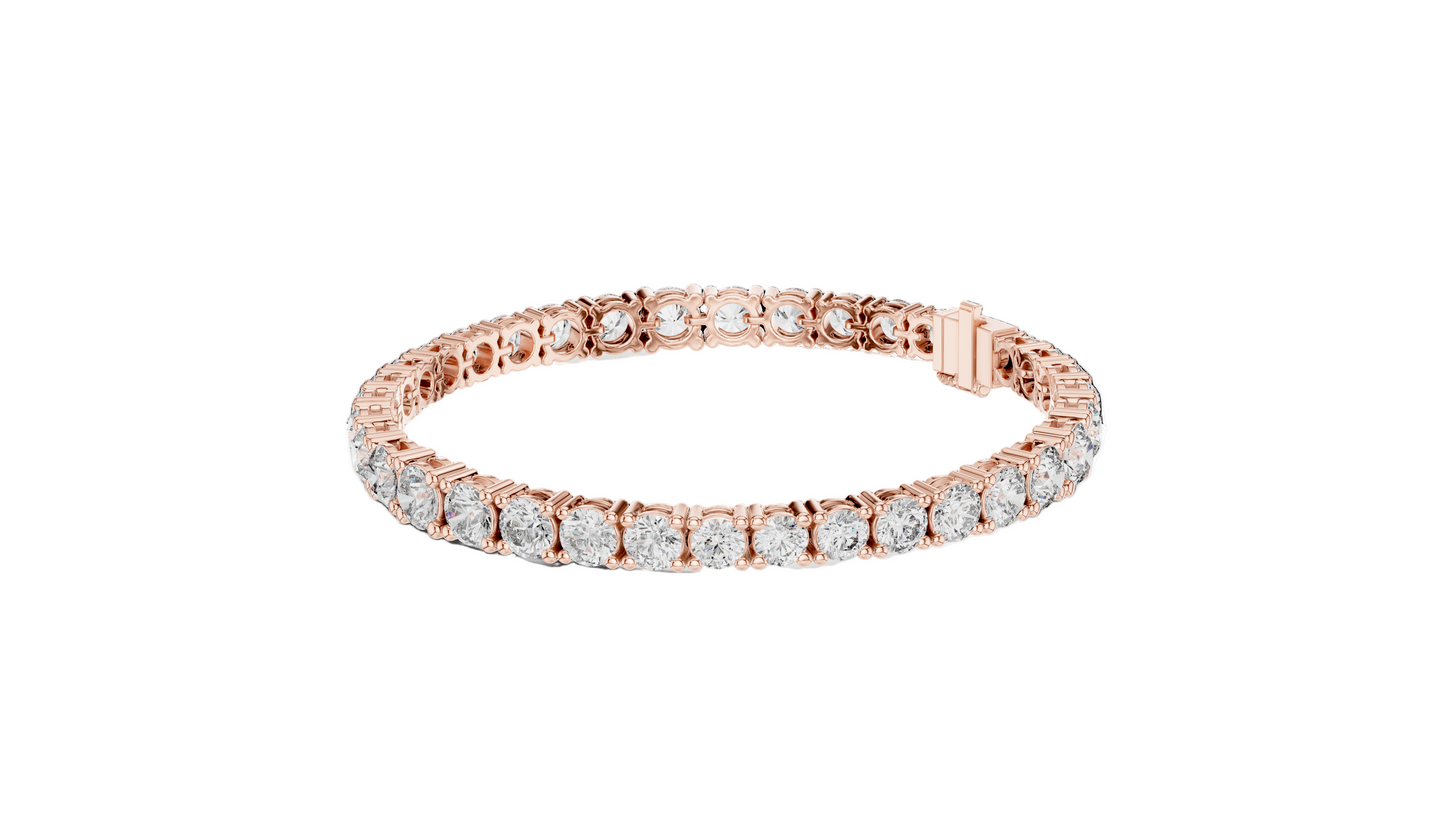 13.198 CT Lab Diamond Tennis Bracelet | Round Brilliant Cut | 10KT, 14KT, 18KT Gold & 925 Silver | Rose, Yellow, White Gold | Luxury Fine Jewelry