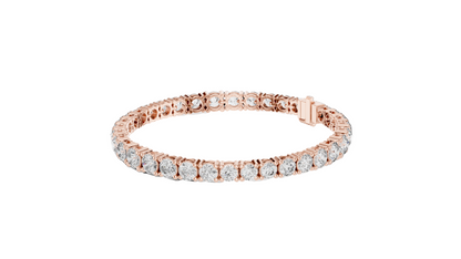 13.198 CT Lab Diamond Tennis Bracelet | Round Brilliant Cut | 10KT, 14KT, 18KT Gold & 925 Silver | Rose, Yellow, White Gold | Luxury Fine Jewelry