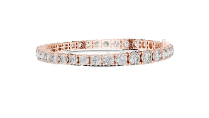 13.198 CT Lab Diamond Tennis Bracelet | Round Brilliant Cut | 10KT, 14KT, 18KT Gold & 925 Silver | Rose, Yellow, White Gold | Luxury Fine Jewelry
