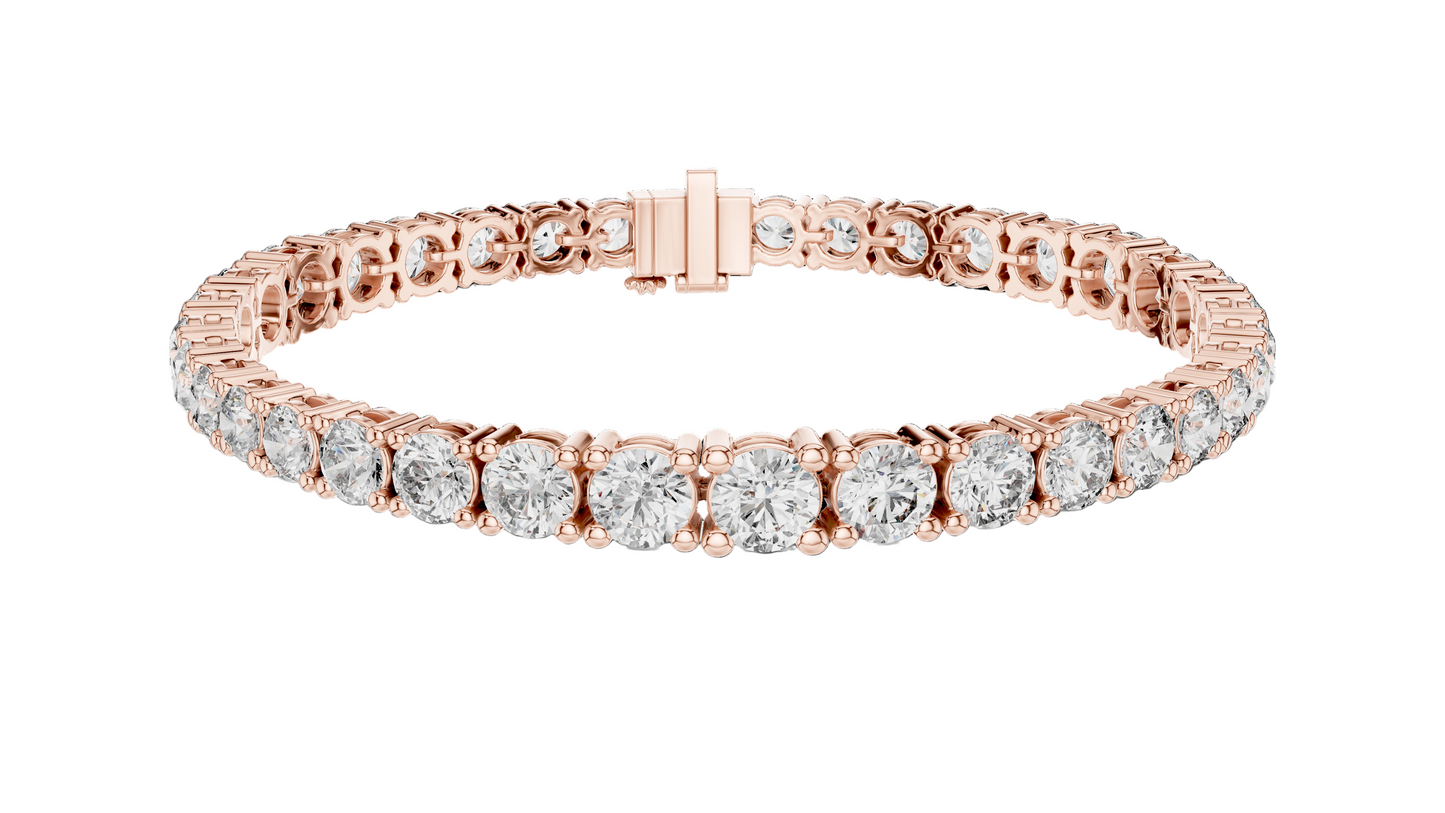 13.198 CT Lab Diamond Tennis Bracelet | Round Brilliant Cut | 10KT, 14KT, 18KT Gold & 925 Silver | Rose, Yellow, White Gold | Luxury Fine Jewelry