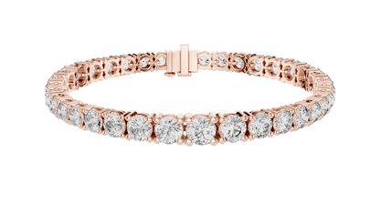 13.198 CT Lab Diamond Tennis Bracelet | Round Brilliant Cut | 10KT, 14KT, 18KT Gold & 925 Silver | Rose, Yellow, White Gold | Luxury Fine Jewelry