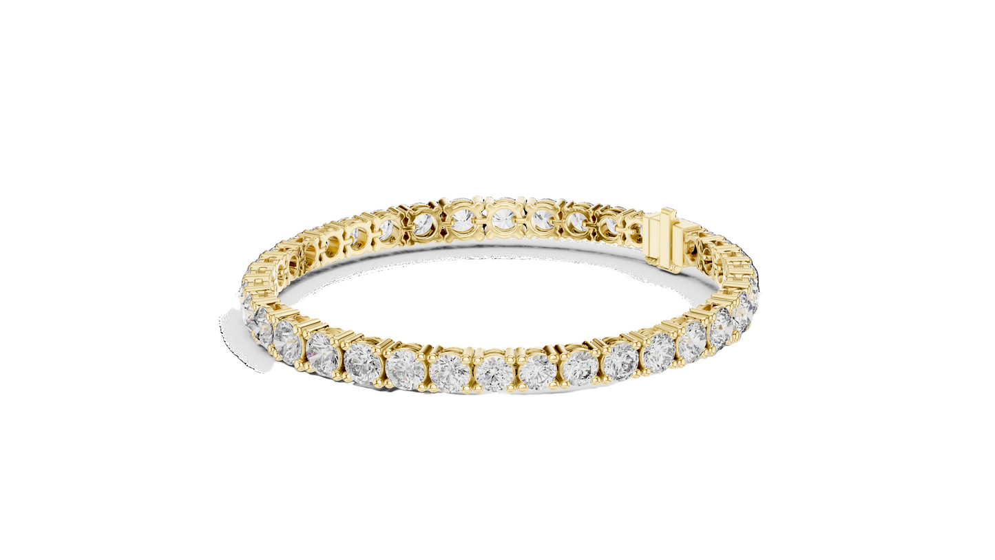 13.198 CT Lab Diamond Tennis Bracelet | Round Brilliant Cut | 10KT, 14KT, 18KT Gold & 925 Silver | Rose, Yellow, White Gold | Luxury Fine Jewelry