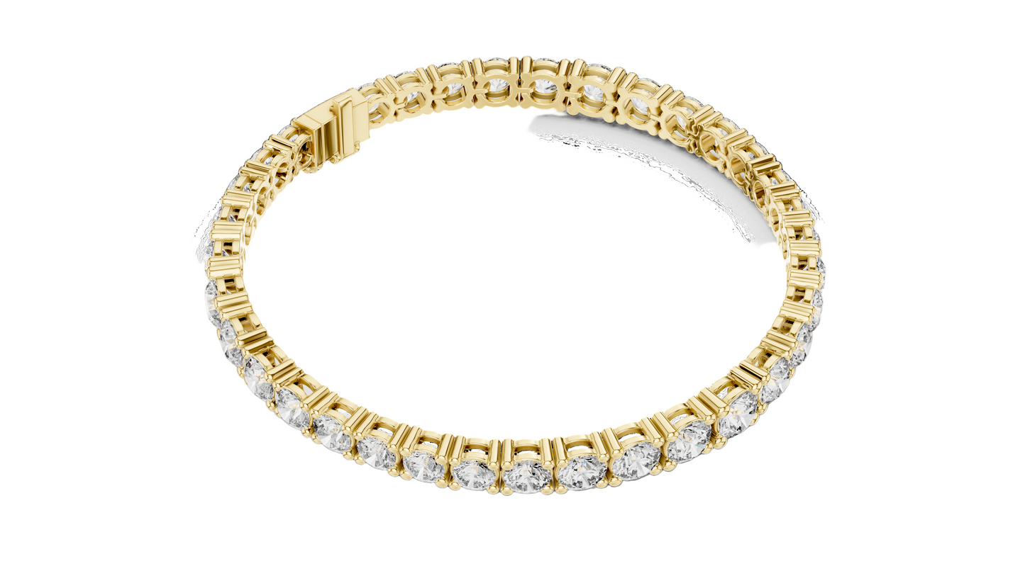 13.198 CT Lab Diamond Tennis Bracelet | Round Brilliant Cut | 10KT, 14KT, 18KT Gold & 925 Silver | Rose, Yellow, White Gold | Luxury Fine Jewelry