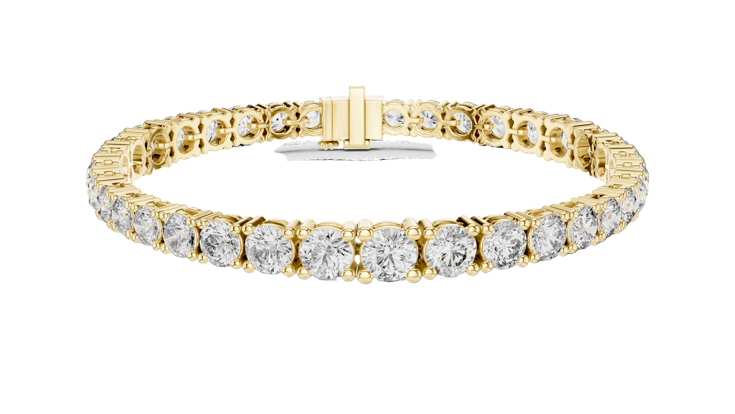 13.198 CT Lab Diamond Tennis Bracelet | Round Brilliant Cut | 10KT, 14KT, 18KT Gold & 925 Silver | Rose, Yellow, White Gold | Luxury Fine Jewelry