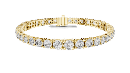 13.198 CT Lab Diamond Tennis Bracelet | Round Brilliant Cut | 10KT, 14KT, 18KT Gold & 925 Silver | Rose, Yellow, White Gold | Luxury Fine Jewelry