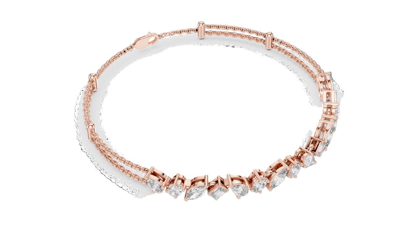 1.04 CT Lab Diamond Tennis Bracelet | Marquise, Round & Emerald Cuts | 18KT, 14KT, 10KT Gold & 925 Silver | Rose, Yellow, White Gold Options | Luxury Fine Jewelry