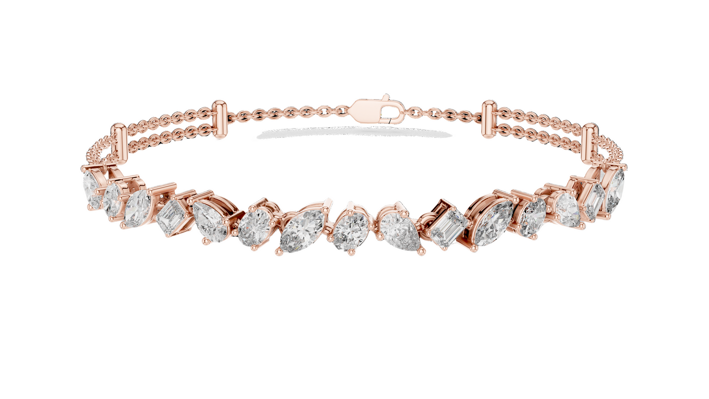 1.04 CT Lab Diamond Tennis Bracelet | Marquise, Round & Emerald Cuts | 18KT, 14KT, 10KT Gold & 925 Silver | Rose, Yellow, White Gold Options | Luxury Fine Jewelry