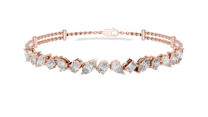 1.04 CT Lab Diamond Tennis Bracelet | Marquise, Round & Emerald Cuts | 18KT, 14KT, 10KT Gold & 925 Silver | Rose, Yellow, White Gold Options | Luxury Fine Jewelry