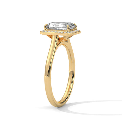 Emerald Cut Lab Diamond Halo Engagement Ring – 2ct Center VVS Clarity – Solid Gold in Rose, Yellow, or White – Vintage Style Bridal Ring