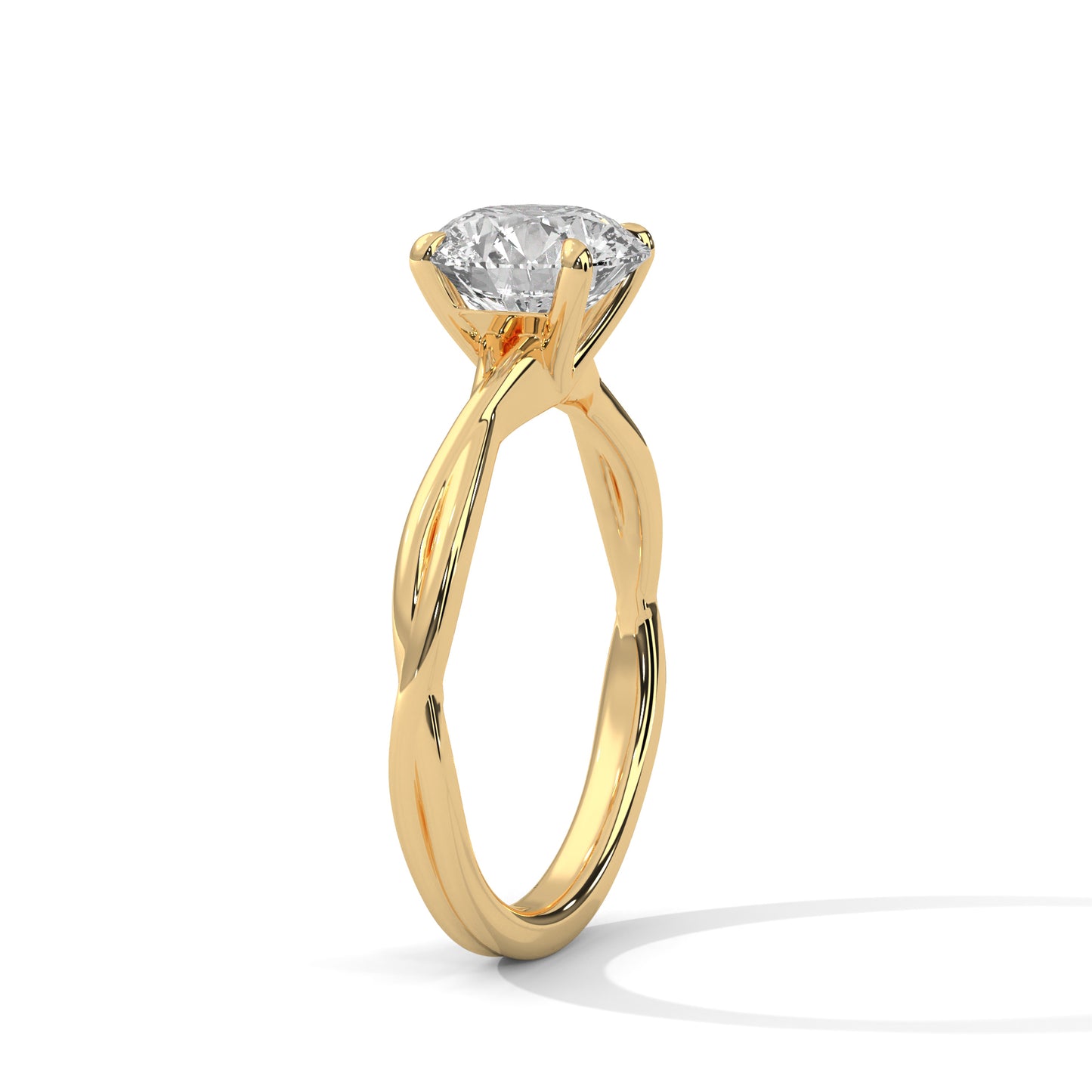 Classic Round Cut Solitaire Engagement Ring | 2ct Lab Diamond Ring in Yellow, White & Rose Gold | Dainty Twisted Shank Promise Ring