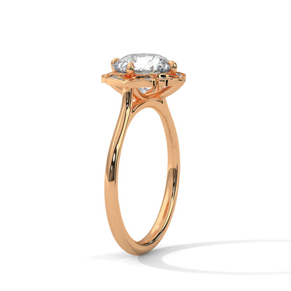 Floral Halo 2ct Round Lab Diamond Ring – Yellow/Rose/White Gold | Vintage Style Engagement Ring | VVS Clarity Lab Grown Solitaire