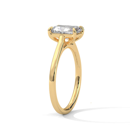 Emerald Cut Lab Diamond Engagement Ring 2ct – White/Rose/Yellow Gold Solitaire Ring | VVS Clarity | Modern Minimalist Wedding Ring