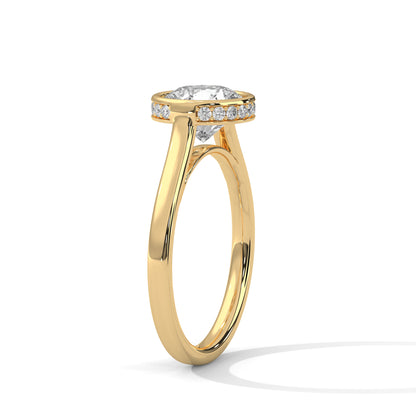 Bezel Set Round Lab Diamond Engagement Ring – 2ct VVS Clarity – Solid Gold in Yellow, Rose, or White – Minimalist Modern Solitaire Ring