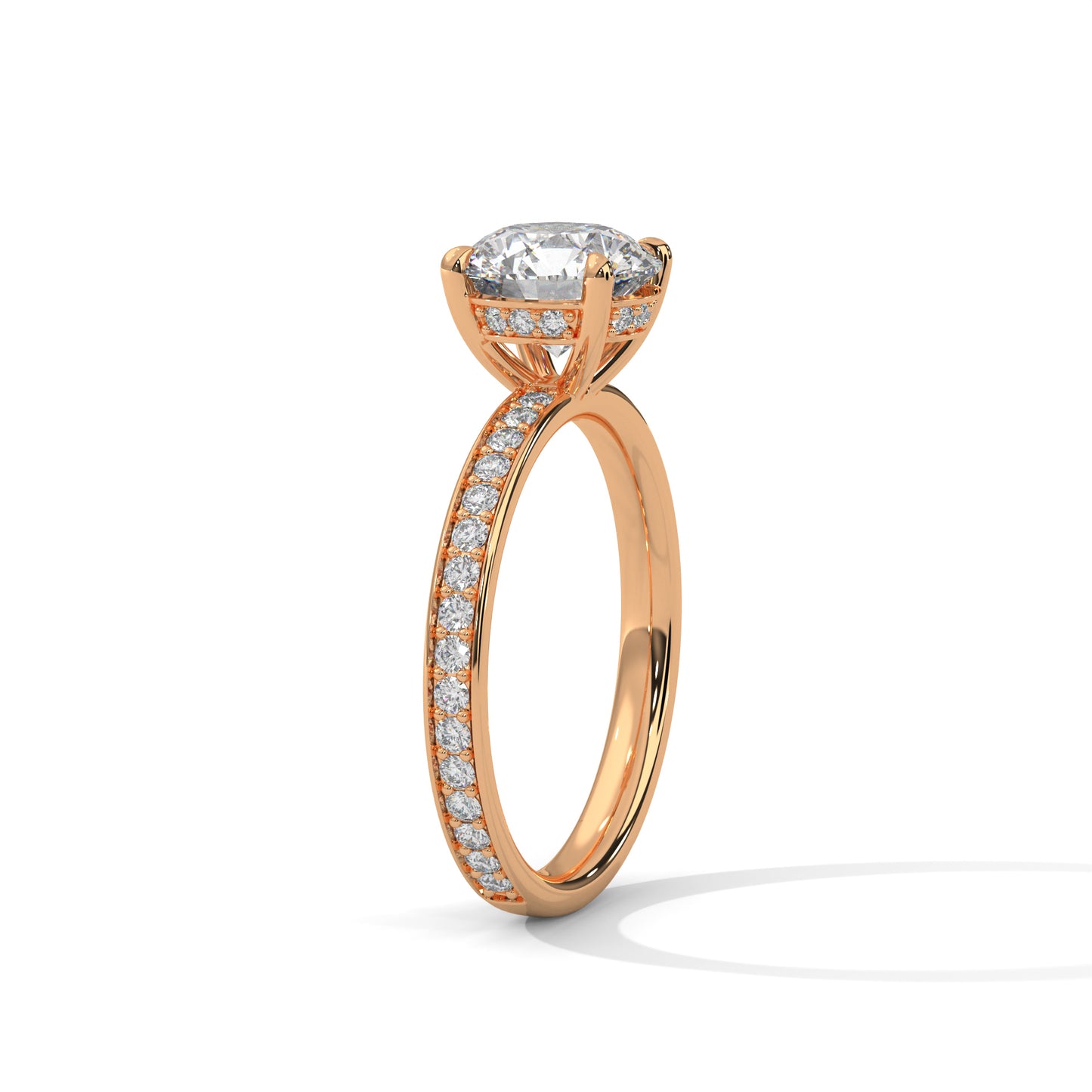 1ct Lab Diamond Engagement Ring | Round Cut Solitaire with Side Stones | 14K 18K 10K Gold & 925 Silver | Dainty Sparkle Ring | Maz Jewels