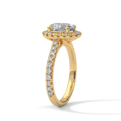 Oval Halo Lab Diamond Engagement Ring | 2ct VVS EF CVD Lab Diamond | Solid Gold Ring | Hidden Halo Ring | Yellow, Rose & White Gold Options