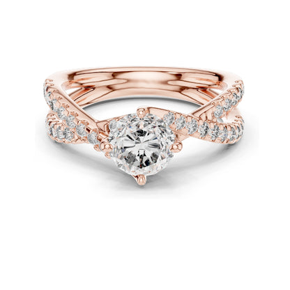 1.384 CT Lab Diamond Crisscross Engagement Ring for Women | Round Brilliant Cut | VVS-VS EF Clarity | 18KT, 14KT, 10KT Gold & 925 Silver | Rose, Yellow, White Gold & Moissanite Options