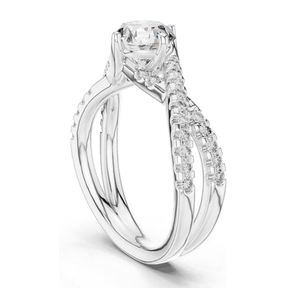 1.384 CT Lab Diamond Crisscross Engagement Ring for Women | Round Brilliant Cut | VVS-VS EF Clarity | 18KT, 14KT, 10KT Gold & 925 Silver | Rose, Yellow, White Gold & Moissanite Options