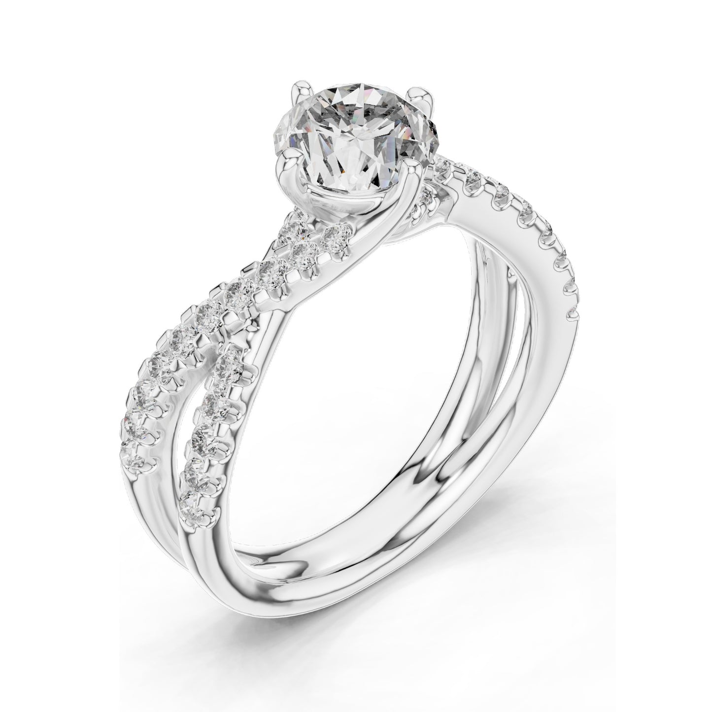 1.384 CT Lab Diamond Crisscross Engagement Ring for Women | Round Brilliant Cut | VVS-VS EF Clarity | 18KT, 14KT, 10KT Gold & 925 Silver | Rose, Yellow, White Gold & Moissanite Options