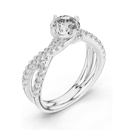 1.384 CT Lab Diamond Crisscross Engagement Ring for Women | Round Brilliant Cut | VVS-VS EF Clarity | 18KT, 14KT, 10KT Gold & 925 Silver | Rose, Yellow, White Gold & Moissanite Options