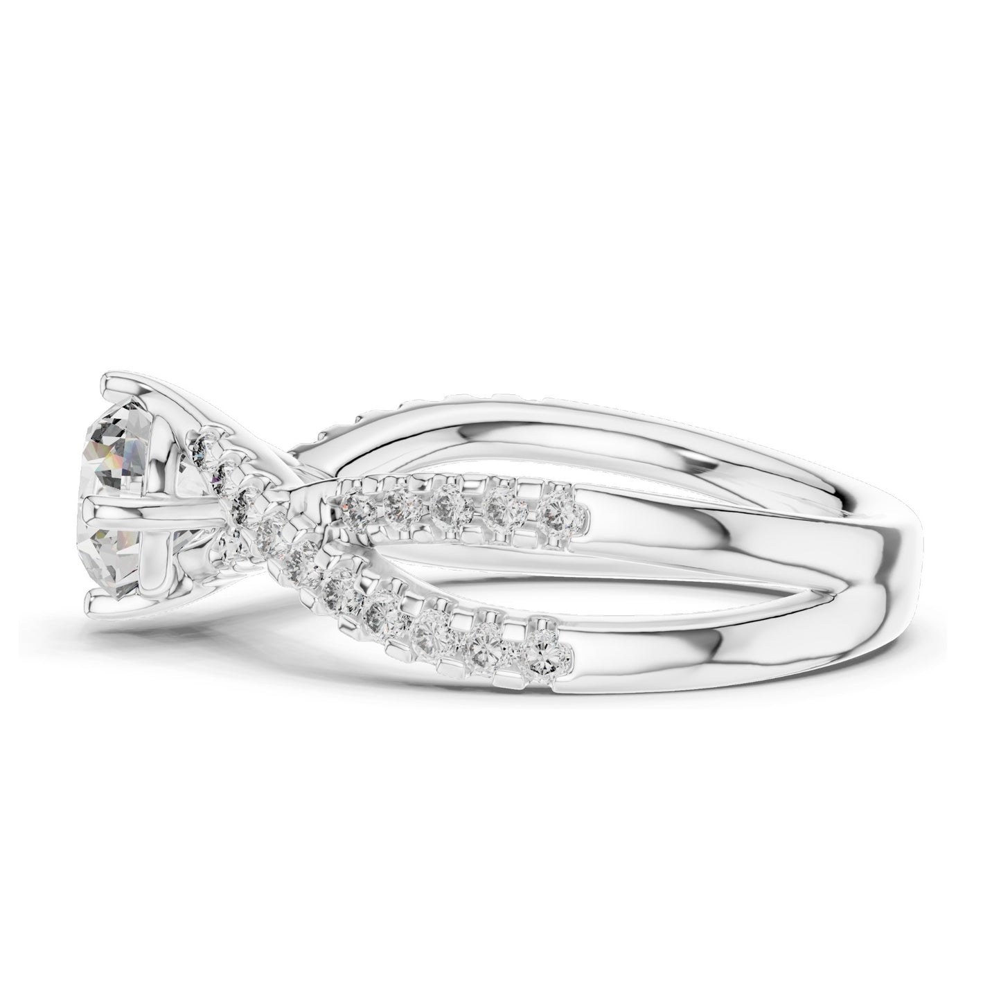 1.384 CT Lab Diamond Crisscross Engagement Ring for Women | Round Brilliant Cut | VVS-VS EF Clarity | 18KT, 14KT, 10KT Gold & 925 Silver | Rose, Yellow, White Gold & Moissanite Options