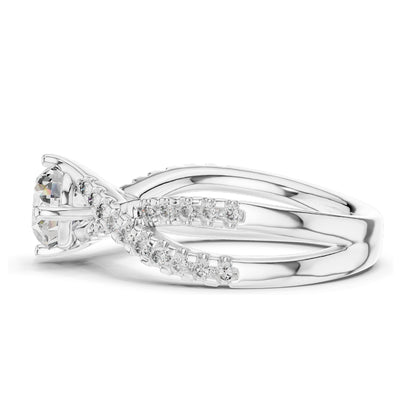 1.384 CT Lab Diamond Crisscross Engagement Ring for Women | Round Brilliant Cut | VVS-VS EF Clarity | 18KT, 14KT, 10KT Gold & 925 Silver | Rose, Yellow, White Gold & Moissanite Options