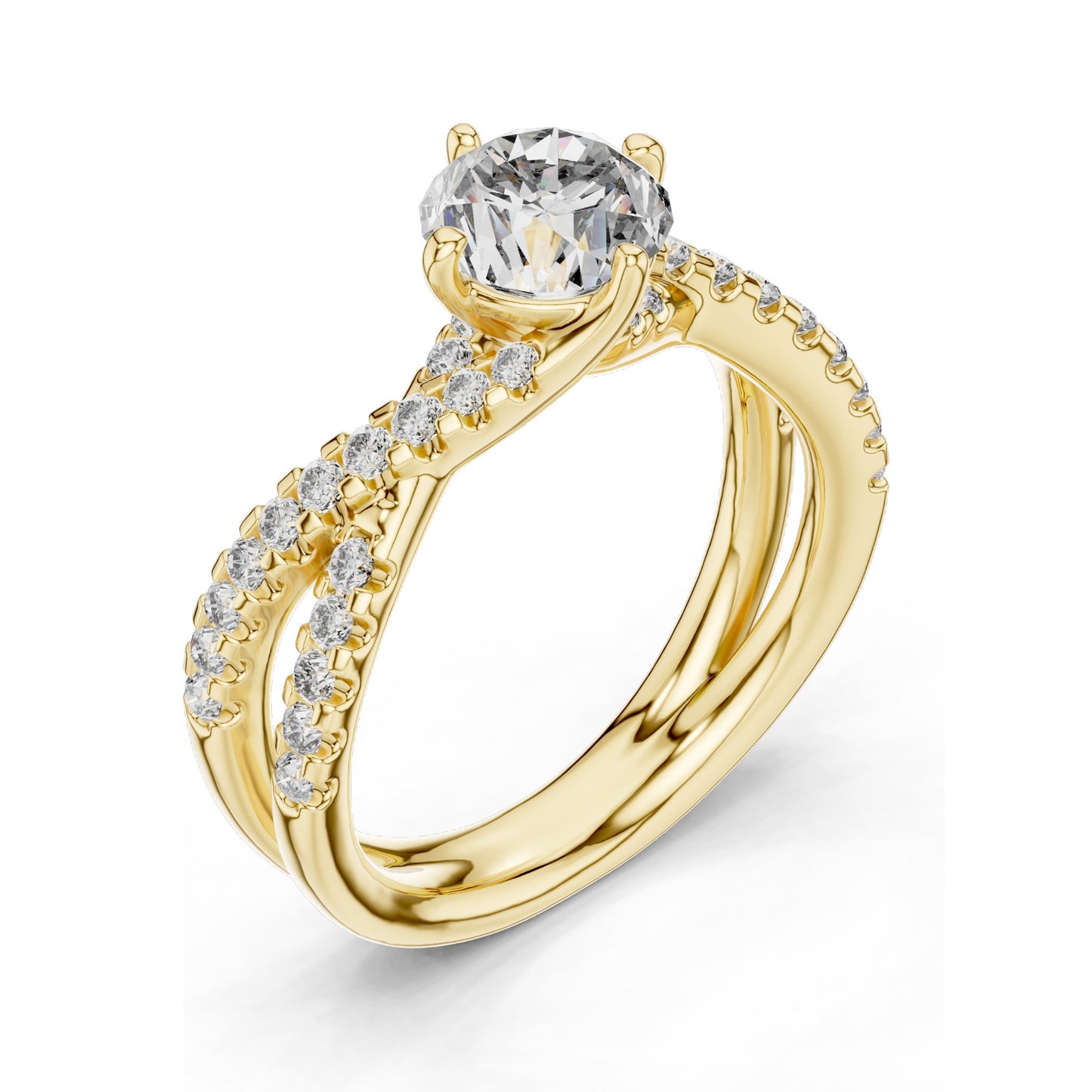 1.384 CT Lab Diamond Crisscross Engagement Ring for Women | Round Brilliant Cut | VVS-VS EF Clarity | 18KT, 14KT, 10KT Gold & 925 Silver | Rose, Yellow, White Gold & Moissanite Options