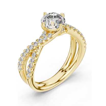 1.384 CT Lab Diamond Crisscross Engagement Ring for Women | Round Brilliant Cut | VVS-VS EF Clarity | 18KT, 14KT, 10KT Gold & 925 Silver | Rose, Yellow, White Gold & Moissanite Options