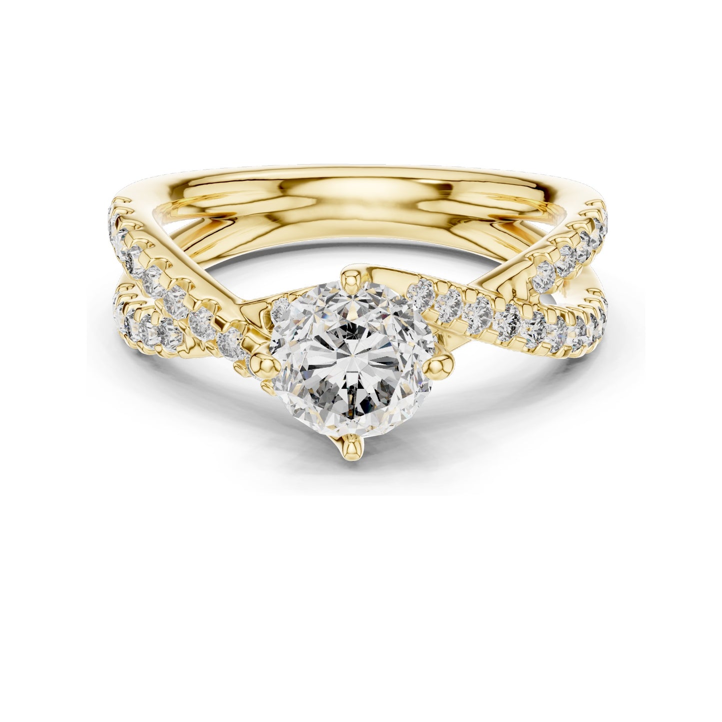 1.384 CT Lab Diamond Crisscross Engagement Ring for Women | Round Brilliant Cut | VVS-VS EF Clarity | 18KT, 14KT, 10KT Gold & 925 Silver | Rose, Yellow, White Gold & Moissanite Options