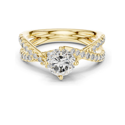 1.384 CT Lab Diamond Crisscross Engagement Ring for Women | Round Brilliant Cut | VVS-VS EF Clarity | 18KT, 14KT, 10KT Gold & 925 Silver | Rose, Yellow, White Gold & Moissanite Options